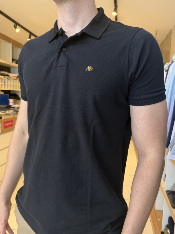 Polo Aeropostale Preta Masculina - Marfim Moda Masculina
