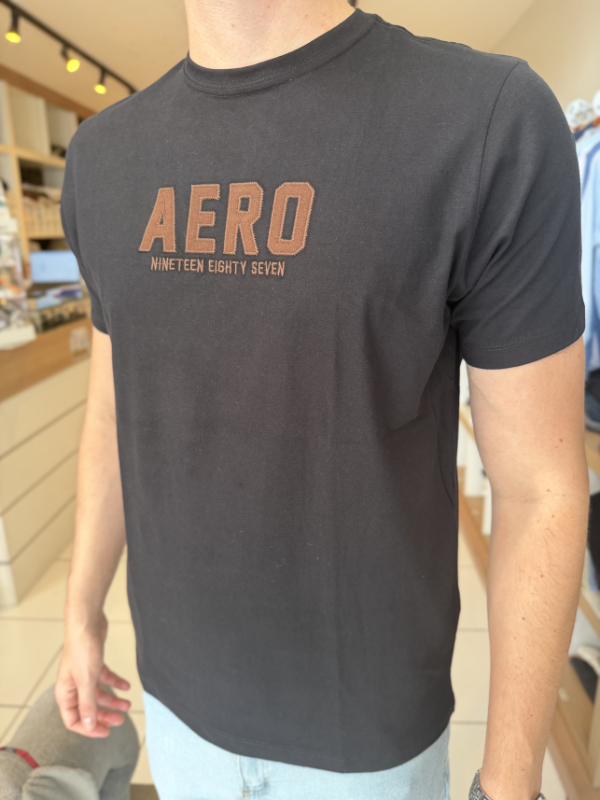 Camisa Aeropostale Preta e Marrom 100% Algodão Masculina - Marfim Moda Masculina