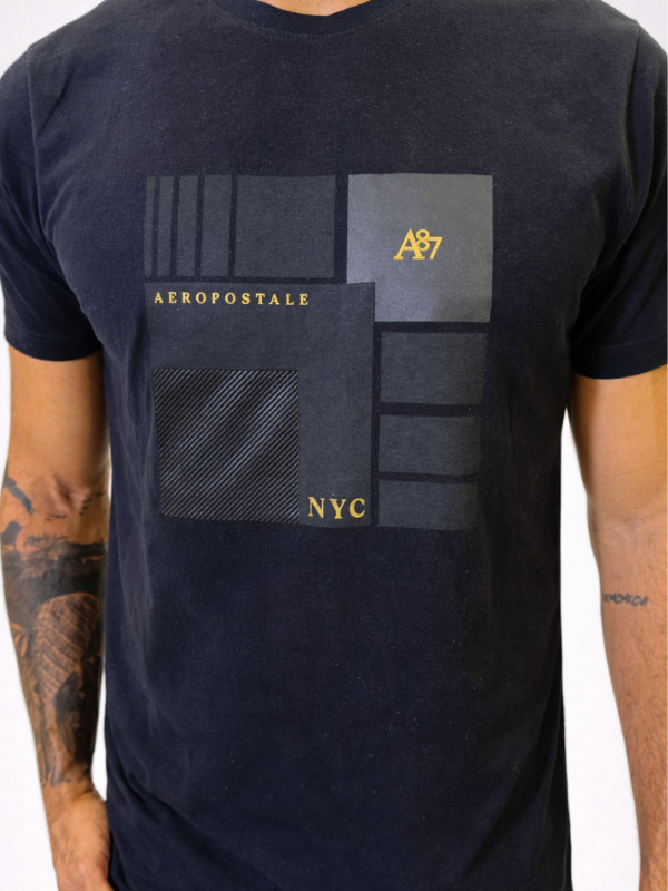 Camisa Aeropostale Preta Geométrica 100% Algodão Masculina - Marfim Moda Masculina