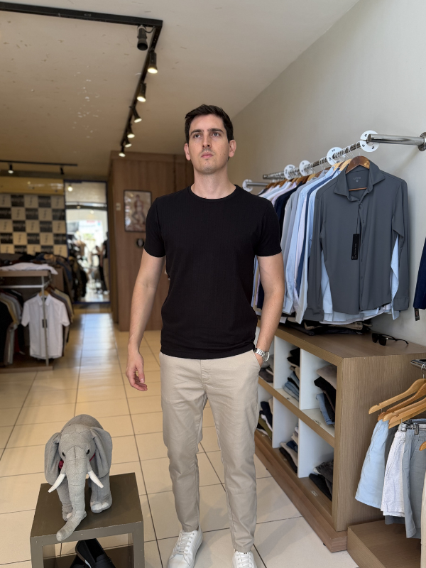 Camisa Drazzo Preta Texturizada - Marfim Moda Masculina
