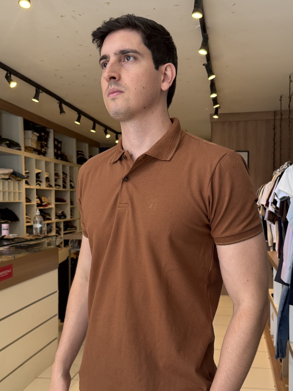 Polo Drazzo Marrom - Marfim Moda Masculina