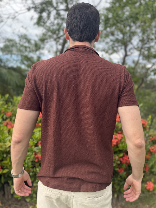 Camisa Social M/Curta Marrom - Marfim Moda Masculina