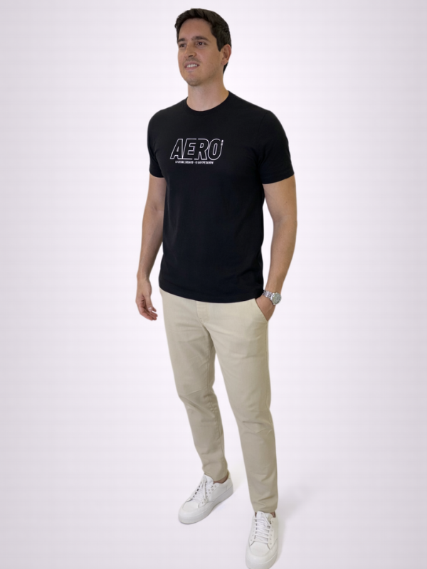 Camisa Aeropostale Preta com Logo 100% Algodão Masculina - Marfim Moda Masculina