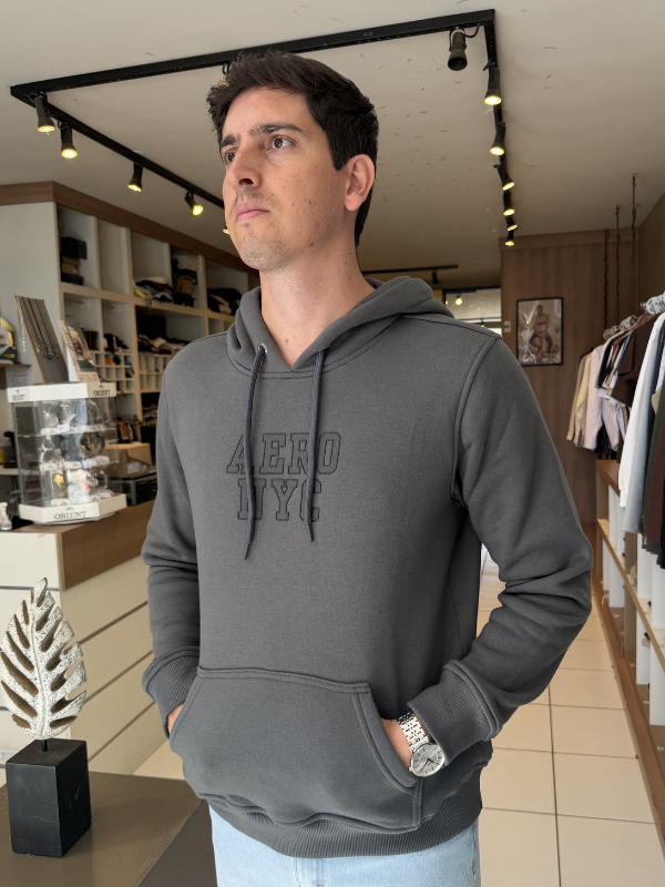 Moletom Aeropostale Cinza - Marfim Moda Masculina