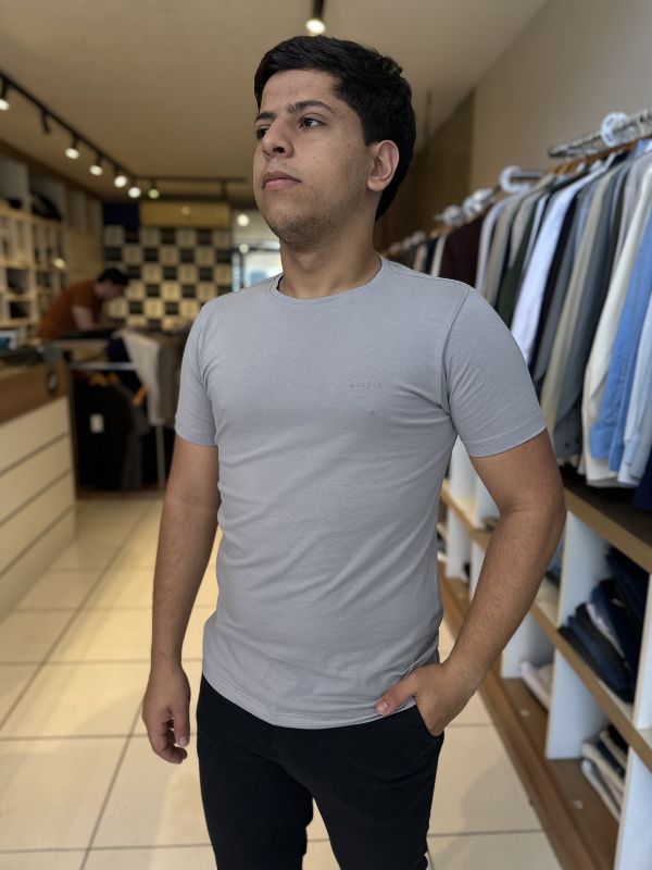 Camisa Algodão Egípcio Cinza Fosco - Marfim Moda Masculina