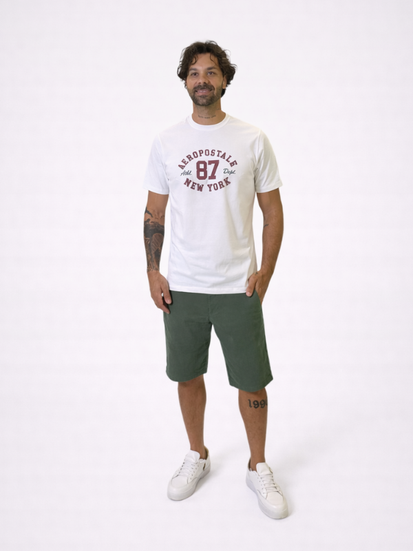 Camisa Aeropostale Branca 87 100% Algodão Masculina - Marfim Moda Masculina
