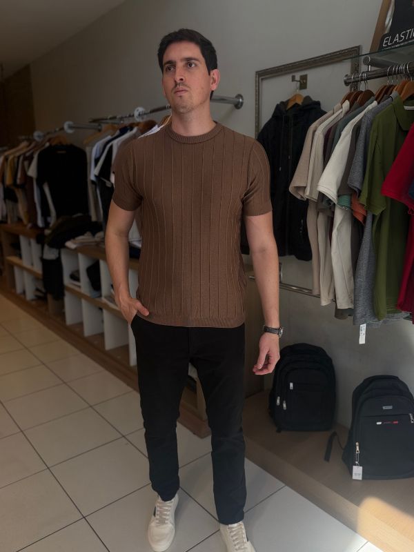 Camisa Gola Careca Marrom - Marfim Moda Masculina