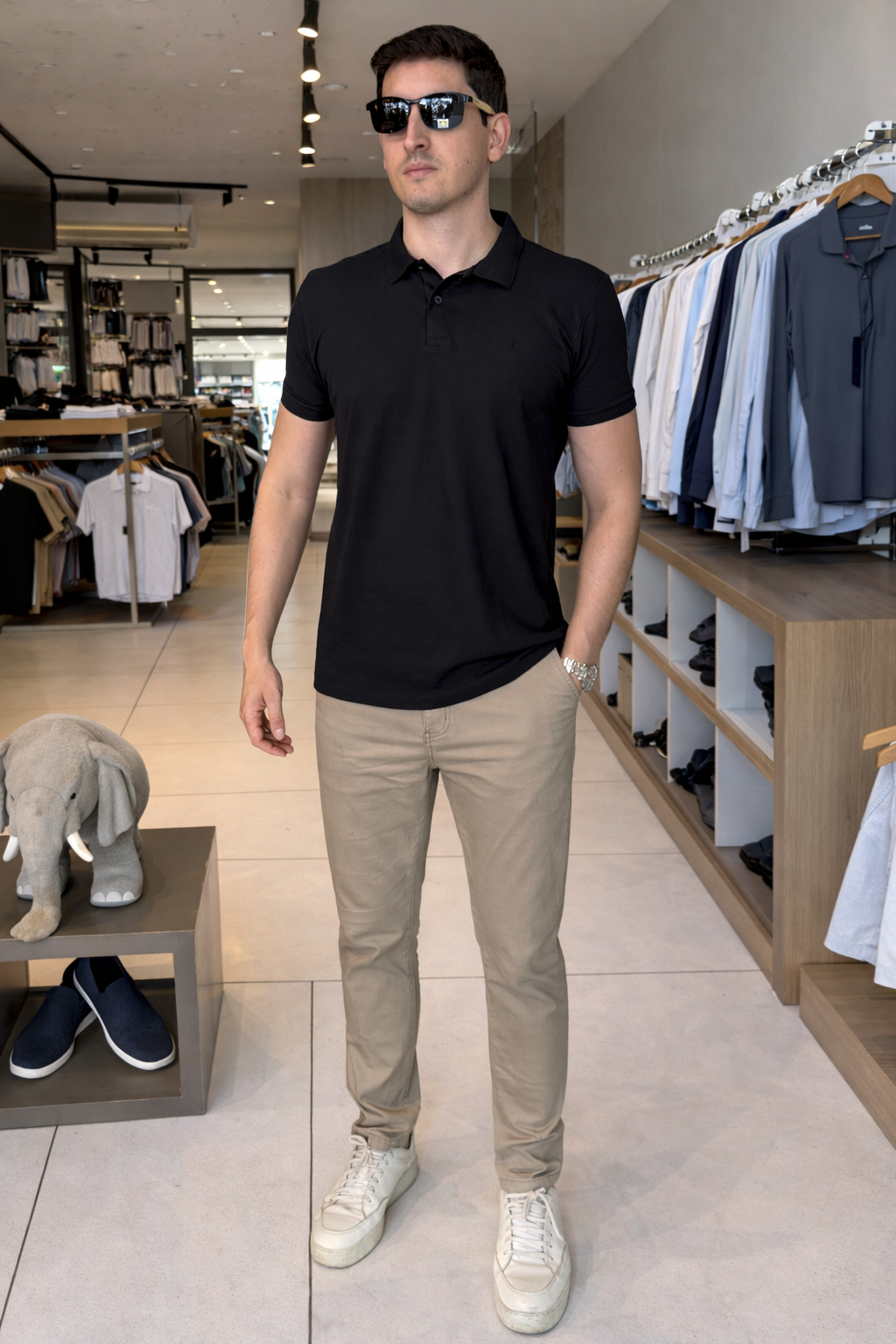 Calça HMO Sarja Bege - Marfim Moda Masculina