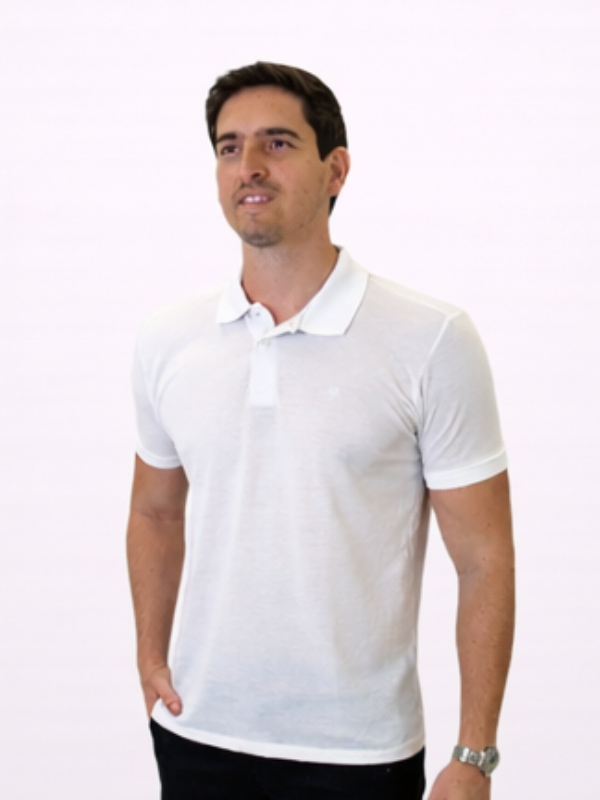 Camisa Polo Piquet Momentus Branca Masculina - Marfim Moda Masculina