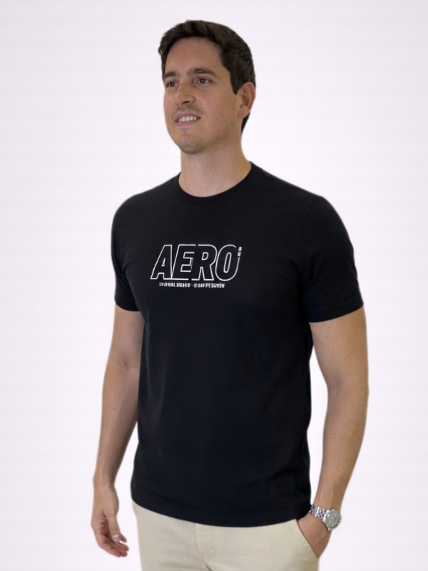 Camisa Aeropostale Preta com Logo 100% Algodão Masculina - Marfim Moda Masculina