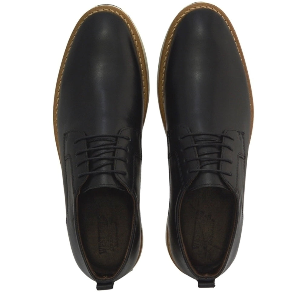 Sapato Social Derby Preto Vintage 100% Couro Legítimo - Marfim Moda Masculina