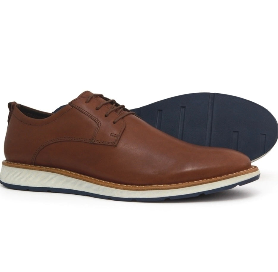 Sapato Derby Café Vintage 100% Couro Legítimo - Marfim Moda Masculina