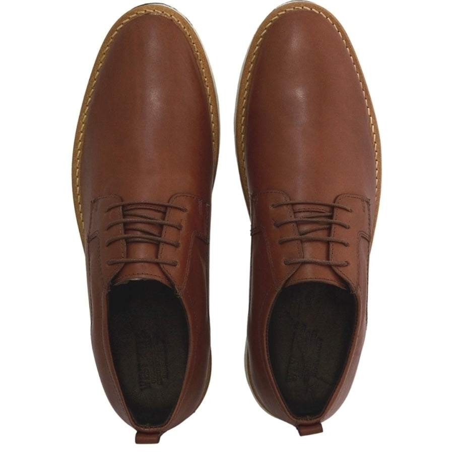 Sapato Derby Café Vintage 100% Couro Legítimo - Marfim Moda Masculina