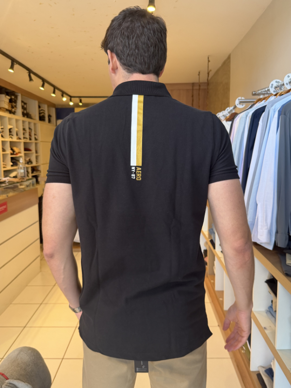 Polo Aeropostale Preta Masculina - Marfim Moda Masculina