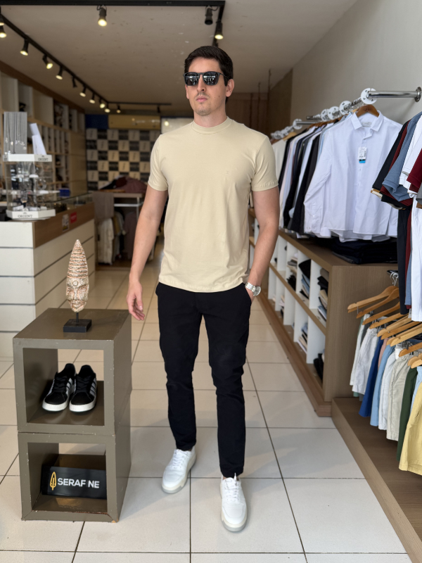 Camisa Meia Gola Bege/Areia Masculina - Marfim Moda Masculina