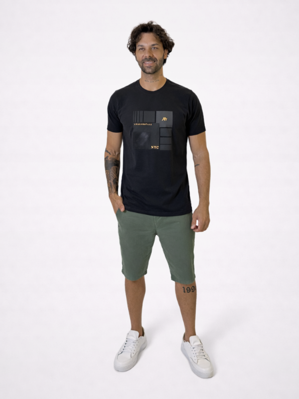 Camisa Aeropostale Preta Geométrica 100% Algodão Masculina - Marfim Moda Masculina