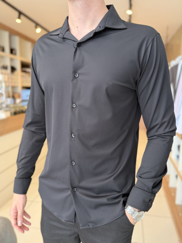 Camisa Elastic M/Longa Cinza Masculina - Marfim Moda Masculina