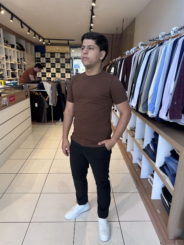 Camisa Algodão Egípcio Marrom - Marfim Moda Masculina
