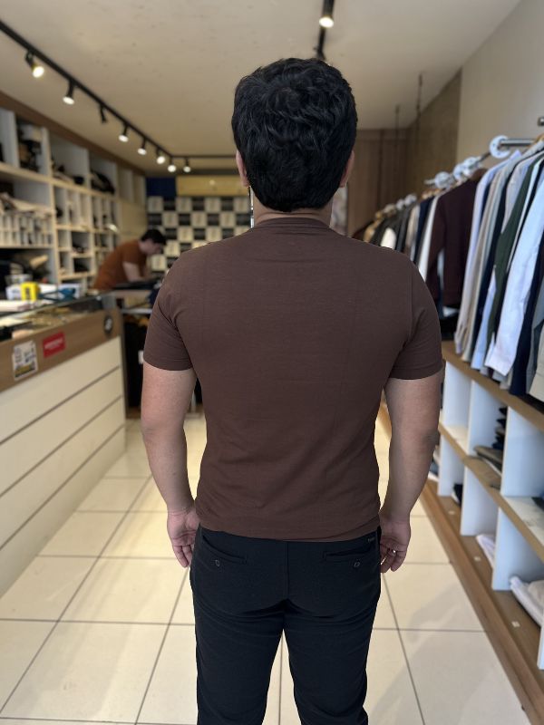 Camisa Algodão Egípcio Marrom - Marfim Moda Masculina