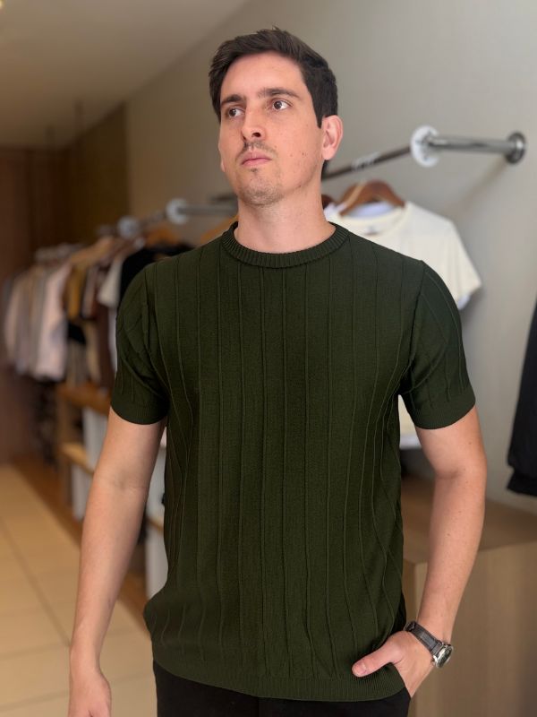 Camisa Gola Careca Verde - Marfim Moda Masculina