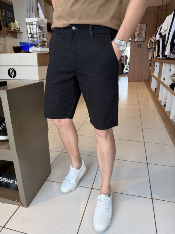 Bermuda Serafine Preta - Marfim Moda Masculina