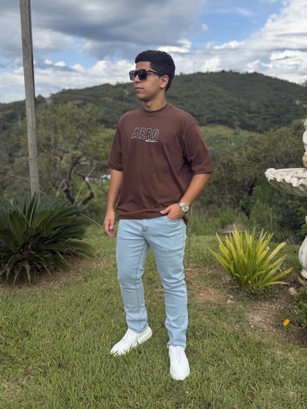 Camisa Aeropostale Marrom Over Size - Marfim Moda Masculina