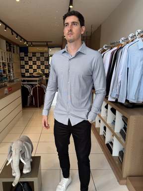 Camisa Elastic M/Longa Cinza Claro Masculina - Marfim Moda Masculina