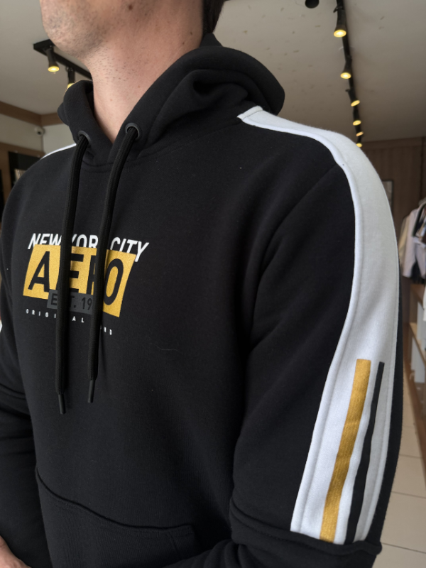 Moletom Aeropostale Preto com Branco - Marfim Moda Masculina