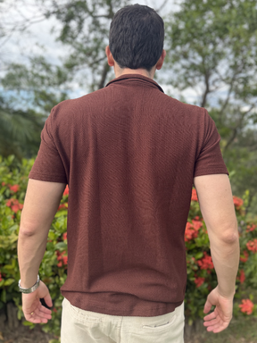Camisa Social M/Curta Marrom - Marfim Moda Masculina