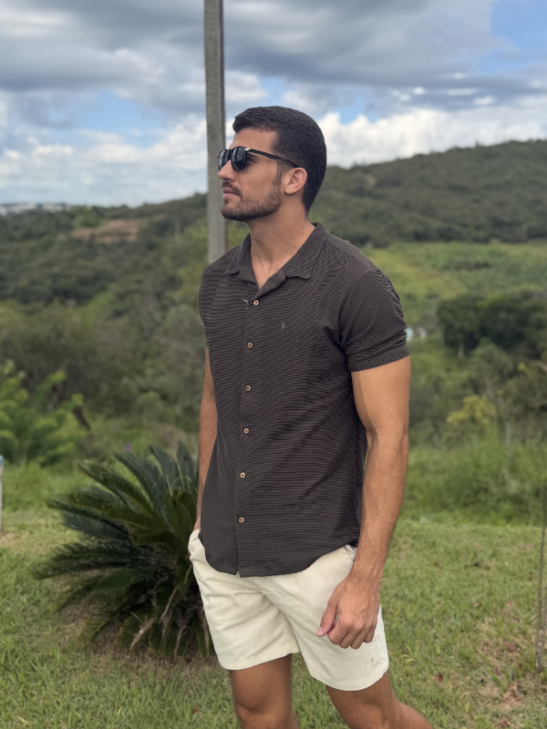 Camisa Social M/Curta Cinza - Marfim Moda Masculina