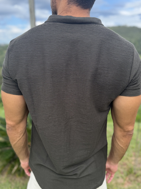 Camisa Social M/Curta Cinza - Marfim Moda Masculina