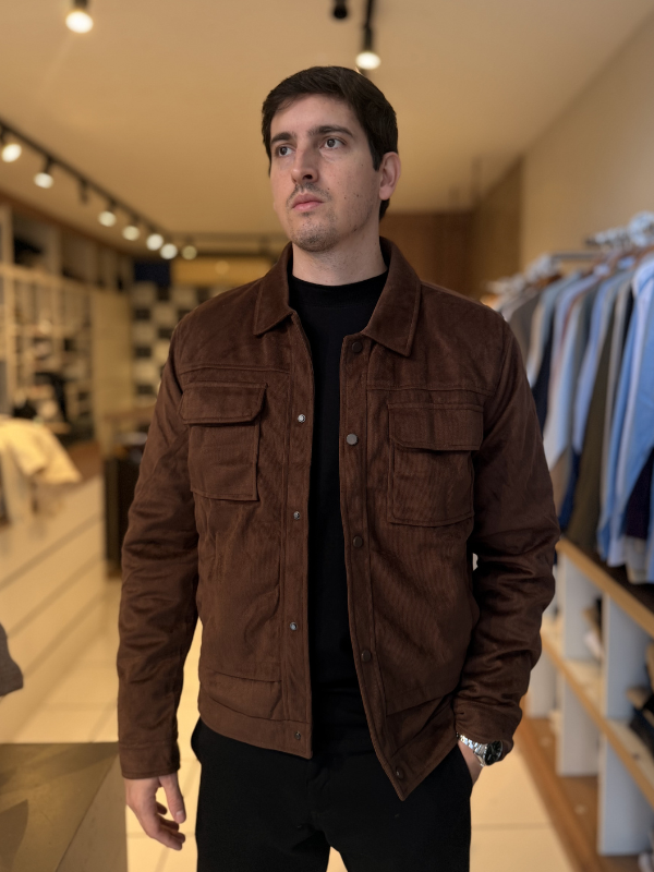 Jaqueta Suede Texturizado Premium - Marfim Moda Masculina
