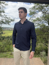 Camisa Social M/Longa Sibra Azul - Marfim Moda Masculina