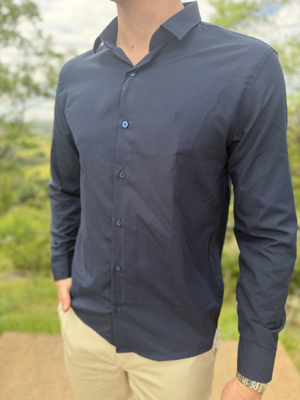 Camisa Social M/Longa Sibra Azul - Marfim Moda Masculina