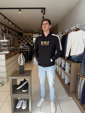 Moletom Aeropostale Preto com Branco - Marfim Moda Masculina