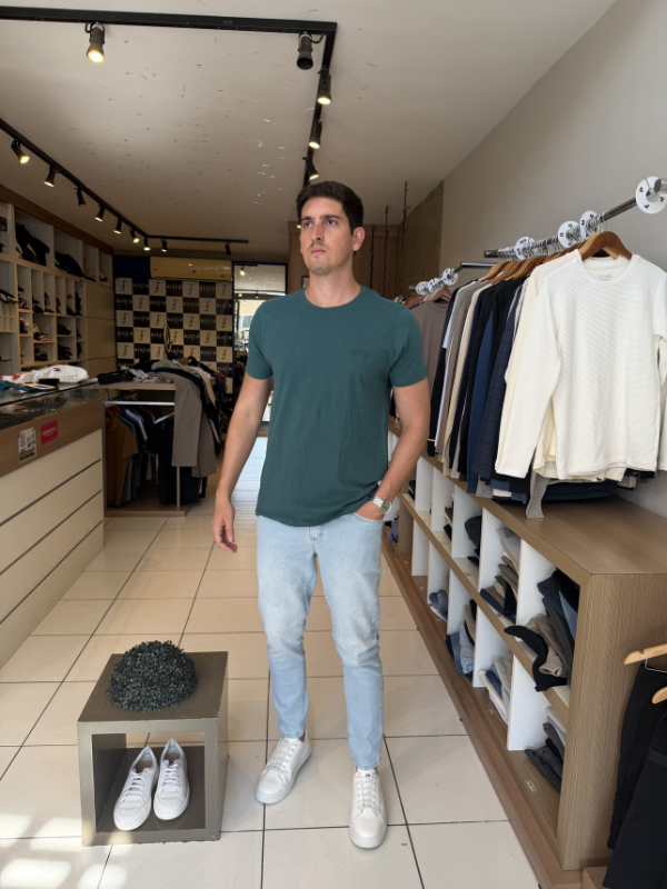 Camisa Aeropostale Básica Verde Escuro- Marfim Moda Masculina