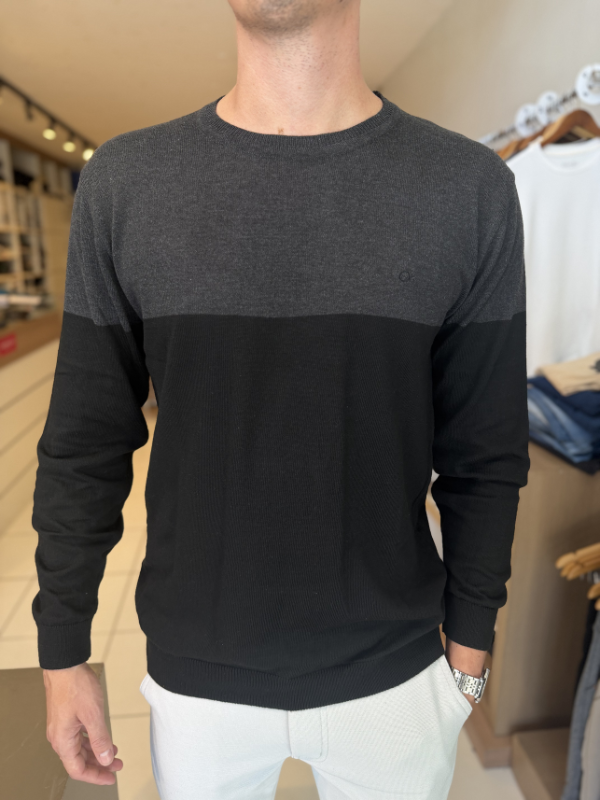 Suéter Ogochi Preto e Cinza Escuro - Marfim Moda Masculina