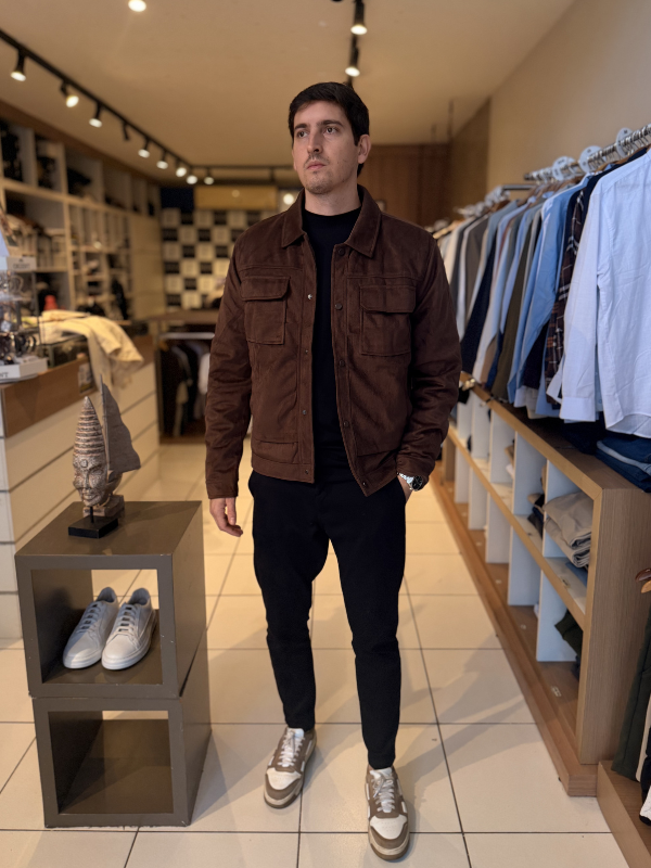 Jaqueta Suede Texturizado Premium - Marfim Moda Masculina