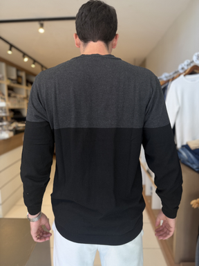 Suéter Ogochi Preto e Cinza Escuro - Marfim Moda Masculina