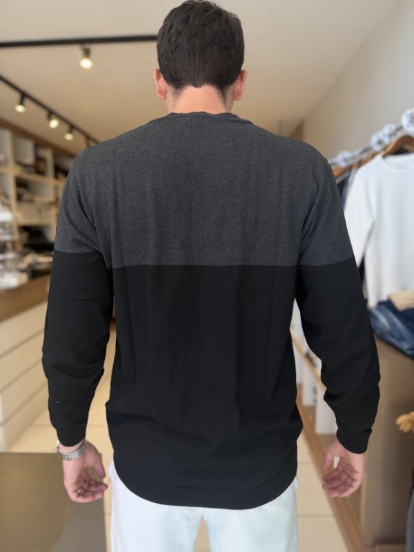 Suéter Ogochi Preto e Cinza Escuro - Marfim Moda Masculina