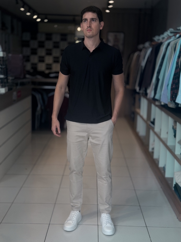 Camisa Polo Tecnológica  - Marfim Moda Masculina