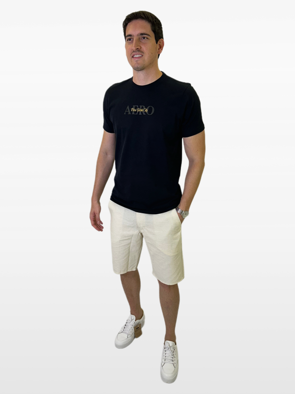 Camisa Aeropostale Preta Minimalista 100% Algodão Masculina - Marfim Moda Masculina