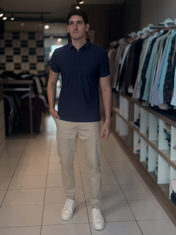 Camisa Polo Tecnológica  - Marfim Moda Masculina