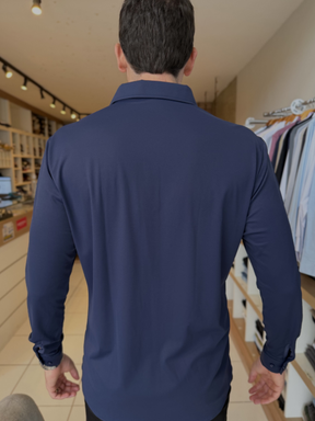 Camisa Elastic M/Longa Azul Marinho Masculina - Marfim Moda Masculina