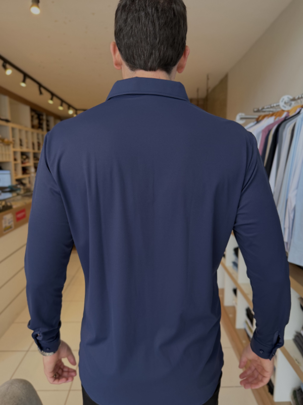 Camisa Elastic M/Longa Azul Marinho Masculina - Marfim Moda Masculina