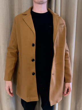 Sobretudo de Lã Batida - Marfim Moda Masculina