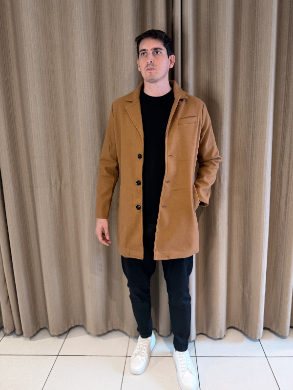 Sobretudo de Lã Batida - Marfim Moda Masculina