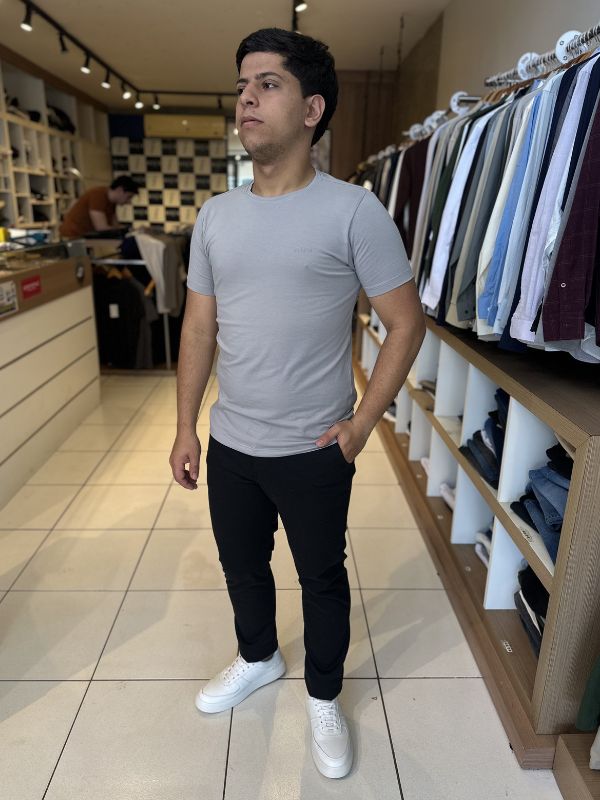 Camisa Algodão Egípcio Cinza Fosco - Marfim Moda Masculina