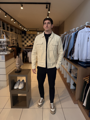 Jaqueta Suede Texturizado Premium - Marfim Moda Masculina
