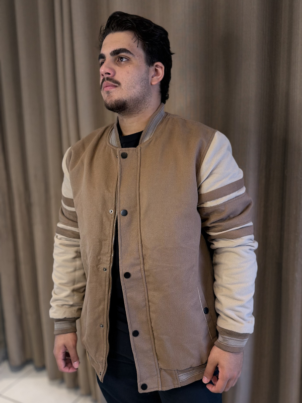 Jaqueta Colegial Marrom e Bege - Marfim Moda Masculina